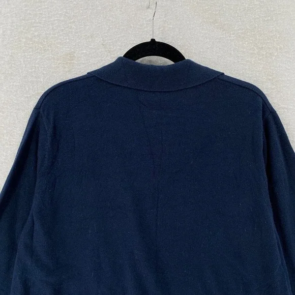 LL Bean Sweater Mens‎ XL Blue Cotton Cashmere Blend Polo Henley Luxury Pullover - Picture 4 of 12